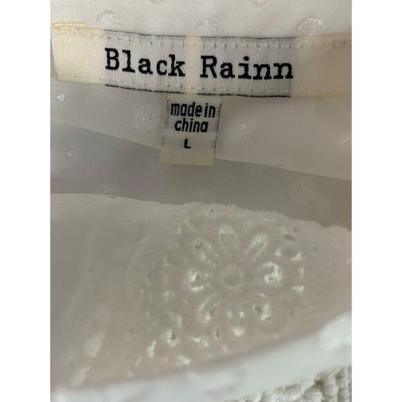 Large Black Rainn Womens Sheer White Sleeveless Blouse Lace - Picture 8 of 9